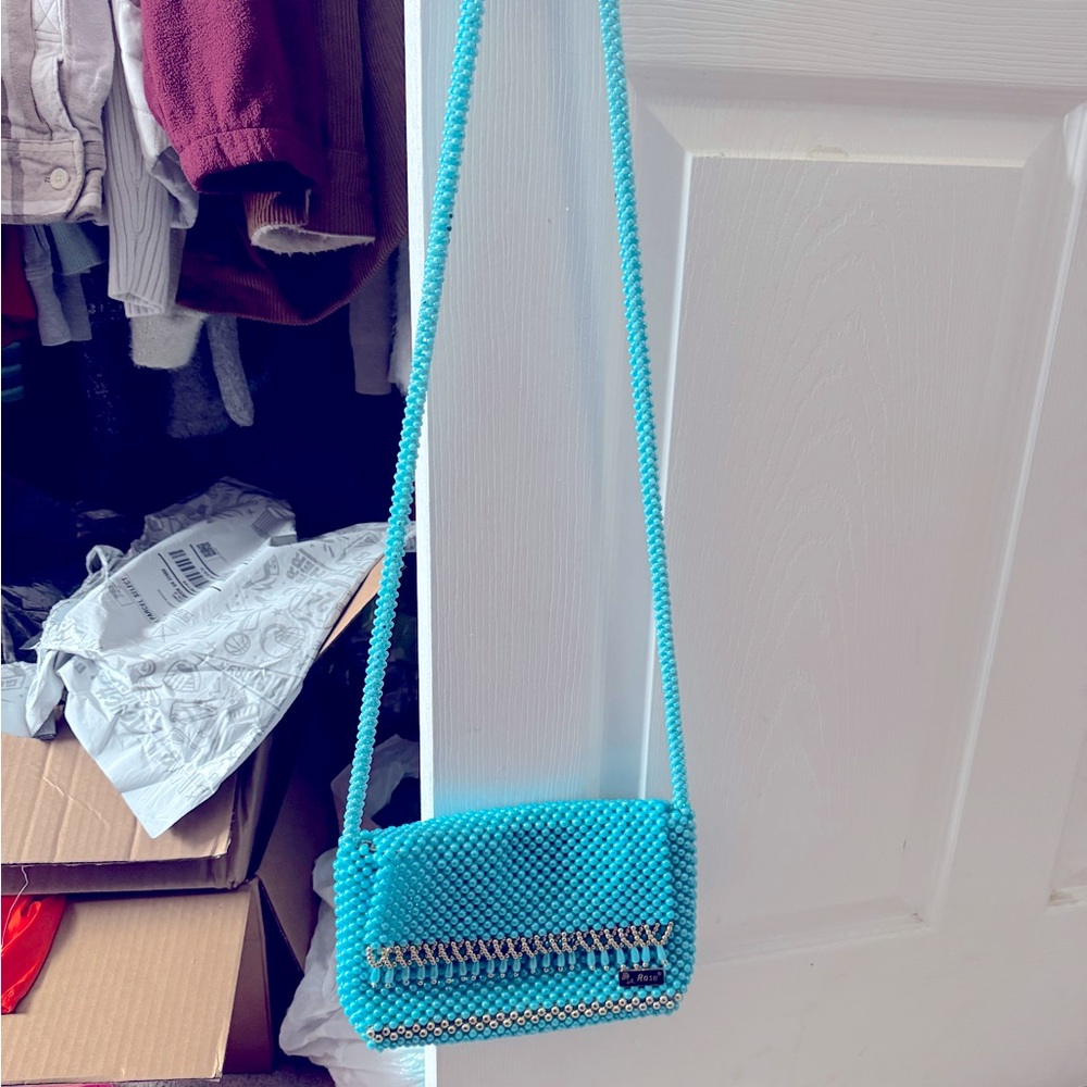 Blue beaded purse